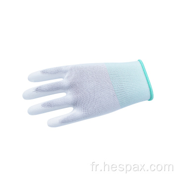 HESPAX Gants de PU en polyester blanc anti-statique en tricot